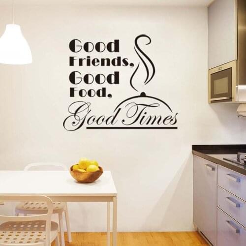 Stickers Good Friends Good Food Good Times Vinyl Wall Art Decal Kitchen Home Decor Poster English Quote House Decoration