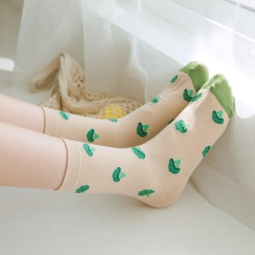Strawberry print socks cute cartoon meias korean fashion skarpetki damskie women cotton streetwear woman sock calzini donna