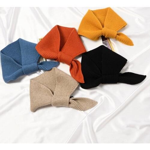 2021 New Style Fake Collar Triangle Scarf for Women Autumn and Winter Knitted Neck Bib Girls Small Scarf Neck Guard Decoration