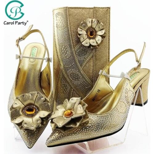 2020 New Arrival Winter italian design Shoes with Matching Bags for Wedding Italy design Nigerian Women Wedding Shoe and Bag Set