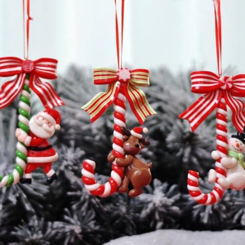 Navidad 2021 Christmas Tree Decor Elk Candy Cane Crutch Hanging Ornament for Xmas New Year 2022 Decoration Xmas Noel Natal Gift