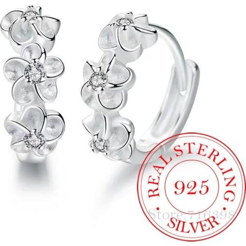 New 925 Sterling Silver Earrings Small Flower Round Earrings Female Charm Jewelry Gift