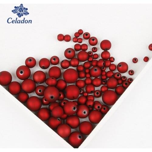 Wholesale Lacquered Plastic Beads Round Matt Frost Surface Loose Spacer Beads 6/8/10/12/14/16mm for DIY Jewelry Findings