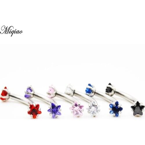 Miqiao 2pcs Human Body Piercing European and American Five-pointed Star Curved Rod Eyebrow Nail