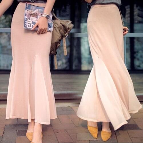 Customize Womens Chiffon Splicing Fish Tail Long Hem Skirt Ladies Plus Size 3XS-10XL Maxi Long Mermaid Skirts
