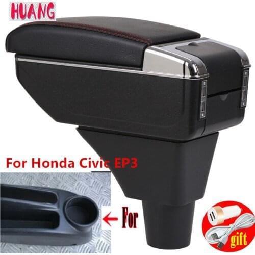 For Honda Civic EP3 Armrest Box central Store content box with cup holder ashtray decoration products USB interfac
