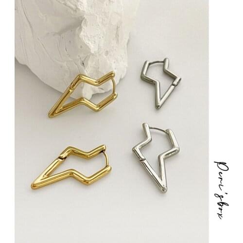 PerisBox Gold Color Vintage Lightning Hoop Earrings For Women Minimalist Lightning Huggie Earring Simple Earring Gifts For Her