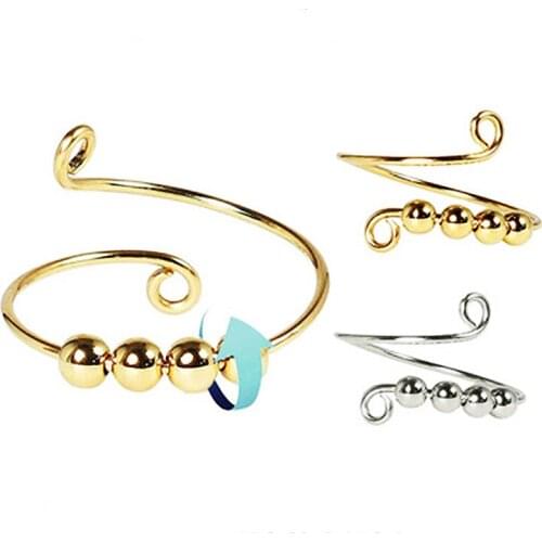 Fidget Beads Fidget Ring Spinner Single Coil Spiral Fidget Ring Beads Rotate Freely Anxiety Ring Toy for Girl Women