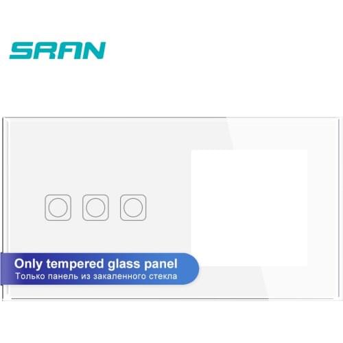 SRAN "F" series Blank panel 153mm*82mm white crystal tempered glass touch switch socket panel Combination module