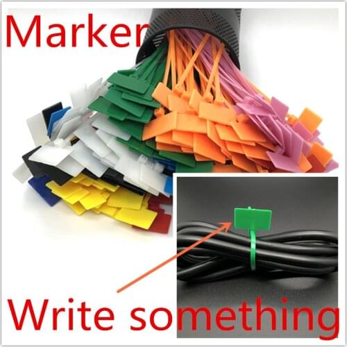 100pcs Zip Ties Colored Write Wire Cable Label Mark Tag Nylon Self-Locking Cable Tie Network Cord Wire Strap Marker Cable ties