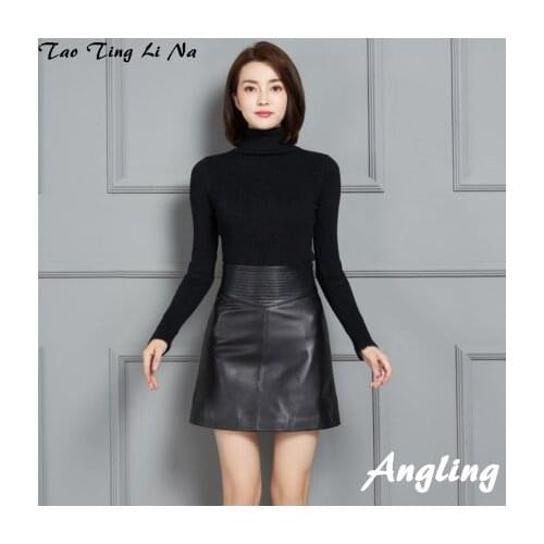2021 New Fashion Genuine Real Sheep Leather Skirt K11
