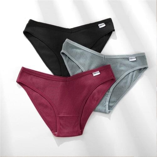 FINETOO M-4XL Womens Cotton Briefs Womens Panties Female Underpants Sexy V Waist Briefs Plus Size Pantys Lingerie