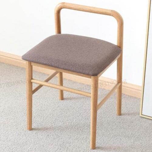 Solid Wood Dressing Stool Porch Soft Replacement Shoe Stool Nordic Modern Minimalist Bedroom Makeup Stool B3132