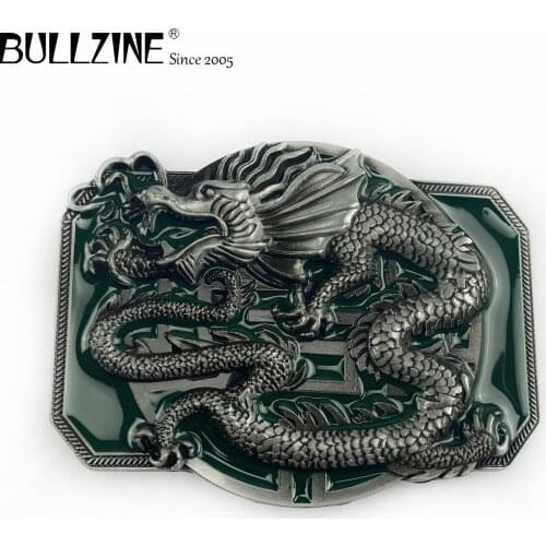 The Bullzine Dragon belt buckle with pewter finish FP-03071-2 suitable for 4cm width belt