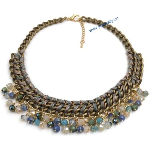 2016 New design Luxury choker statement bib collar Necklace Bohemian Necklace vintage leather layer necklace beaded tassel