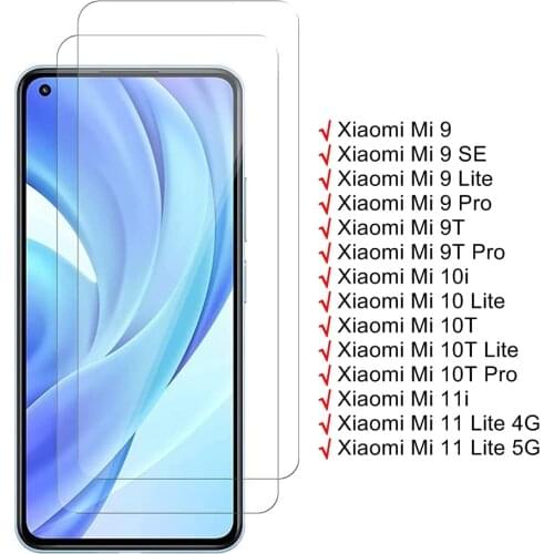 2PCS Tempered Glass For Xiaomi Mi 9T Mi9T 10T Pro Screen Protector Xiomi Mi 9 Lite SE 10i 11i 11 Lite 10 T Glas Protective Film