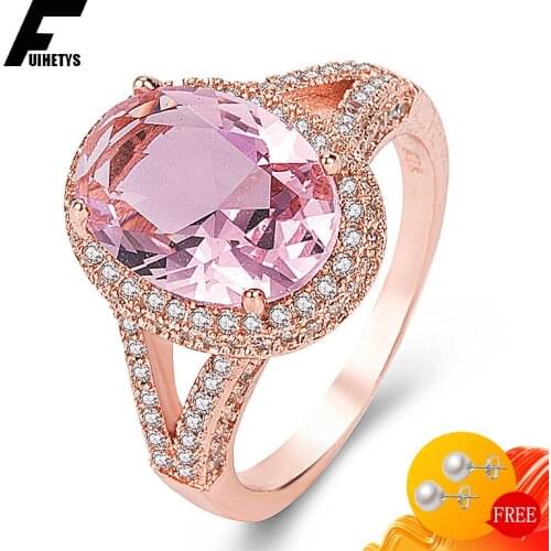 Elegant 925 Silver Jewelry Women Ring for Wedding Engagement Party Ornaments Oval Pink Zircon Gemstones Finger Rings Wholesale