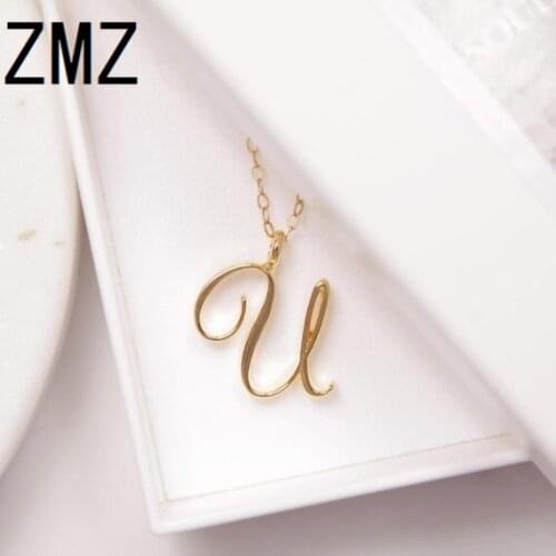 ZMZ 10pcs/lot 2019 Europe/US fashion English letter pendant lovely letter U text necklace gift for mom/girlfriend party jewelry