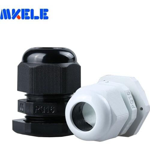 10pcs/lots PG16 Stuffing Gland Black White Plastic Nylon Waterproof Cable Glands Joints IP68 Cable Connector For 10-14mm Cable