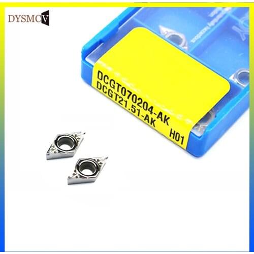 10pcs DCGT070204 DCGT070208 AK H01 aluminum carbide insert turning internal tool CNC lathe turning inflection for aluminum