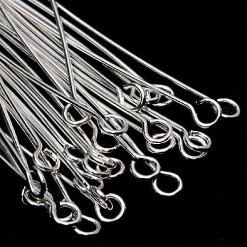 100± Silver Plated Eyepins Eye Pins Needles 35mm Metal Jewelry Findings BULK