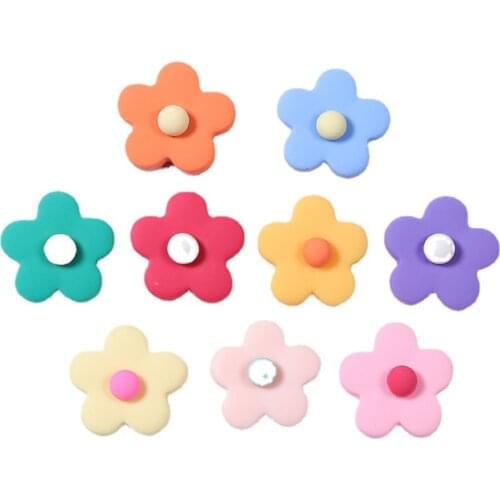 12PCS 25mm Diy Resin Five Petal Flower Jewelry Childrens Hair Accessories Mobile Phone Case Beauty Accessories