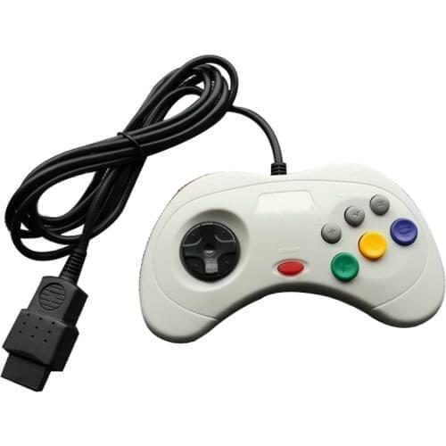 2 PCS a lot Wired Gamepad 6 Buttons for SS interface for Sega Saturn Controller Joystick black white