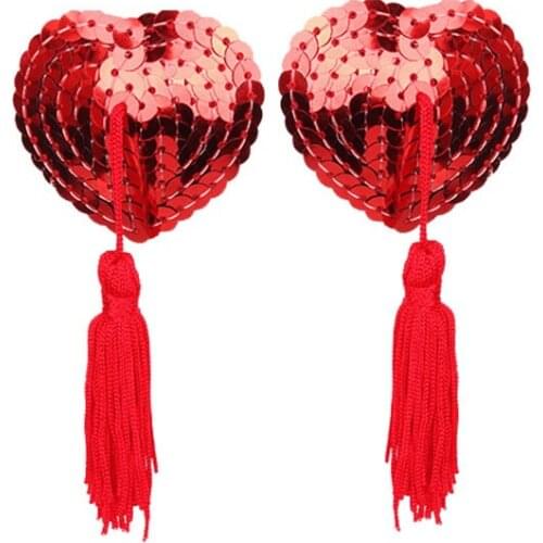 2021 Hot Sexy Lingerie Accessories Invisible Silicone Tassel Heart-shaped Sequins Nipple Nipple Sticker Bdsm Bra Dropshipping