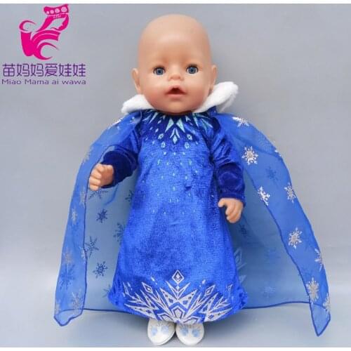 43cm new born baby doll clothes elsa princess dress 18 inch girl doll dress new years gift toys doll wear