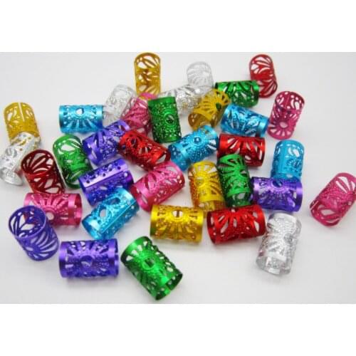 50pcs-100pcs multicolour adjustable micro hair braids dread Dreadlock Beads clips rings approx 9mm hole for Hair accessories