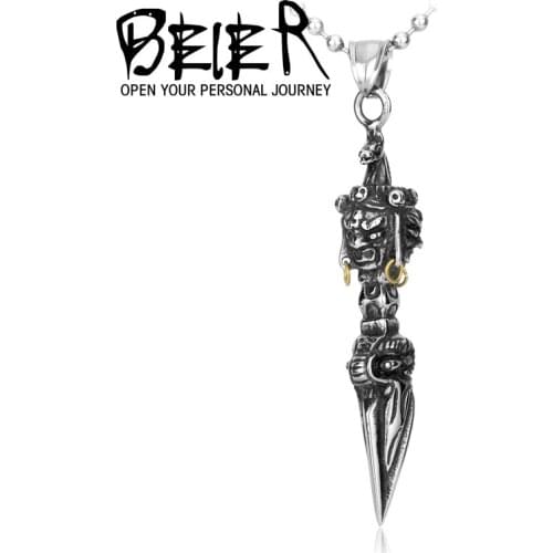 Beier new store 316L Stainless Steel pendant necklace high quality skull fashion chain men jewelry LLBP8-037P