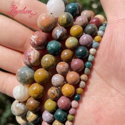 Natural Ocean Jaspers Smooth Round Multicolor 8/10mm Stone Beads For DIY Necklace Bracelets Jewelry Making 15" Free Shipping