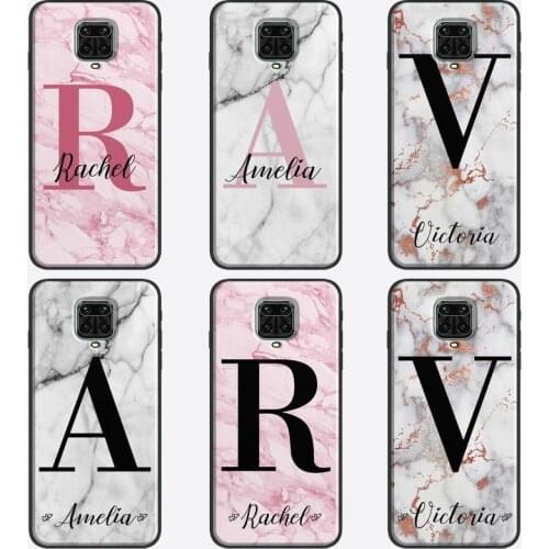 Personalised Marble initials Name Custom Case For Redmi Note 8T 9S 7 Note 9 Pro Note 8 Pro Cover For Redmi 9C 9A 8A 7A 9 Coque