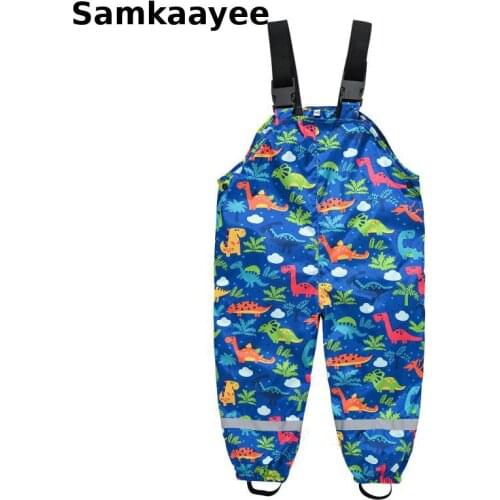 4-11y Kids Rain Overall Girls Waterproof Jumpsuit Spring Autumn Childrens Bib Trousers Raincoat Baby Cartoon Floral Clothes y39