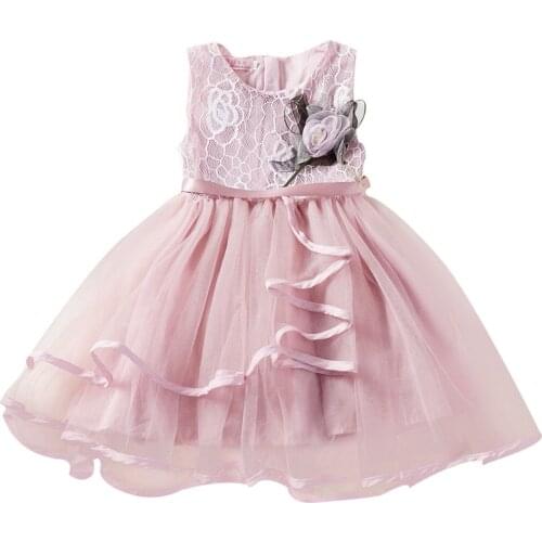 Children Princess Dress Newborn Kid Baby Girls Lace Flower Tutu Party Wedding Birthday Dress Net Yarn Performance Clothes