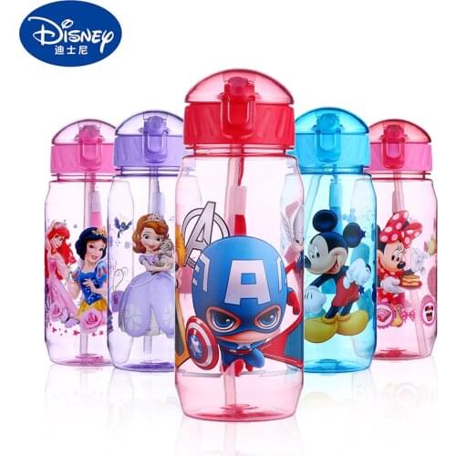 Disney Mickey Mouse Cartoon Boys Cups With Straw Kids Snow White Sport Bottles Girls Princess Sophia Feeding Cups BPA-free