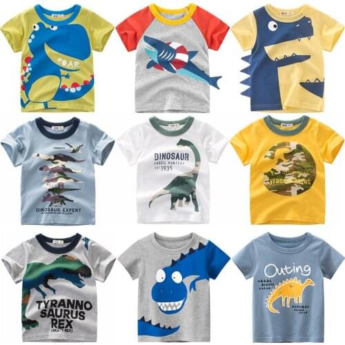 Baby Boys Dinosaur T shirt Cotton 2021 New Boy Summer Shirts Kids Cartoon T-shirt for Boys Short Sleeve Top Infant Clothing 2-8Y