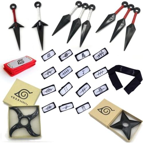 Naruto Figure Cosplay Props Action Anime Figurine Plastic 10-26CM Role Play Hand Sword Weapon Model Shuriken Konoha Ninja Darts