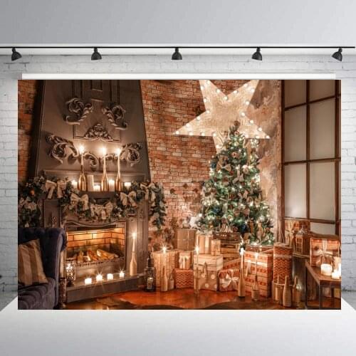 Indoor Christmas light Photography Backdrop Xmas event Decoration Background Baby family Portrait Photobooth Photo Studio Props