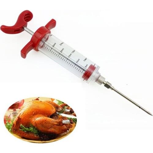 2019 Stainless Steel Needles Spice Syringe Marinade Injector Flavor Syringe Kitchen Cooking Meat Poultry Turkey Chicken BBQ Tool