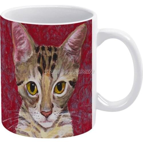 Tabby Kitten Coffee Mugs 330ml Creative Travel Mug and Cup Office Drinkware Mugs Tazza Cat Painting Cat Tabby European Cat Littl