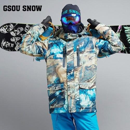 GSOU SNOW New Skiing Suit Mens Windproof Warm Thick Multicolored Ski Jacket Outdoor Waterproof Wear-resistant Ski Coat For Men