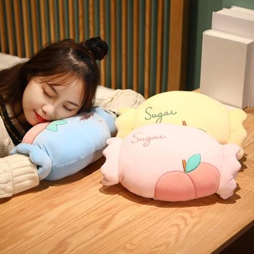 Hot Nice 1pc 32cm cute avocado peach strawberry orange candy hand warmer plush pillow fruit nap pillow kid girl holiday gift