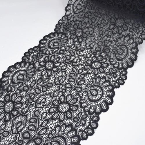 22cm wide 2 yards soft elastic lace milk white lace black lace DIY african lace fabric 2019 high quality lace