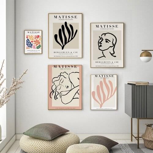 Henri Matisse Abstract Painting Minimalist Illustration Wall Art Canvas Wall Picture for Living Room Prints Vintage Poster Beige