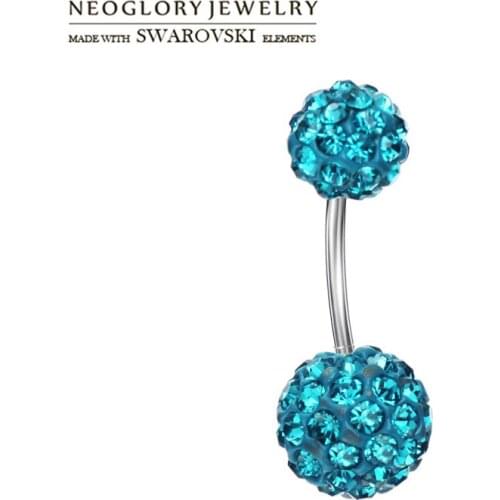 Neoglory Austria Rhinestone Navel Buckle Ring Balls Shaped Fashion Body Jewelry Colorful Round Style For Women Sale Gift