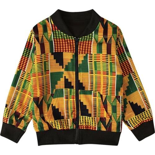 Kids Print Zipper Coats Toddler Kids Girl Boy Autumn Winter Dashiki African Windproof Coat Warm Outwear Jacket Child Clothes