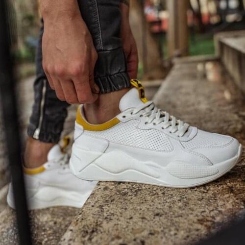 Knack Sneakers Casual Male Shoes 606 White Yellow