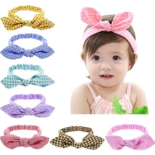 Kids Headband Top knot headbands Headwrap Pink Bunny ears hairband cotton Little girls turban accessories 1pc HB419