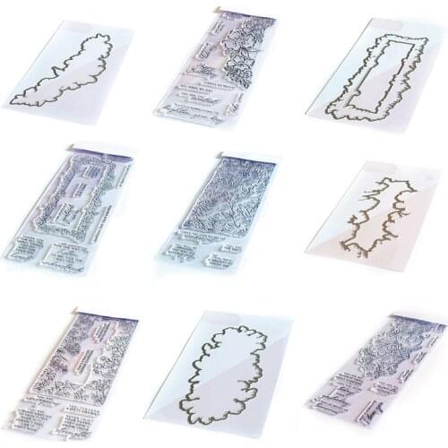 Cutting Dies And Clear Stamps Spring Flowers Irregular Shape Sentence For DIY Scrapbooking Embossing Paper Cards Dies 2021New
